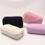 Wholesale Custom Durable Soft Lightweight Women Men Pink Navy Zipper Corduroy Makeup Pouch Cosmetic Bag Travel Toiletry Bags