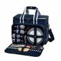 Custom 4 Person Family Outdoor Camping Bag Cooler Compartment with Detachable Bottle Wine Holder Picnic Set BBQ Tote Bag