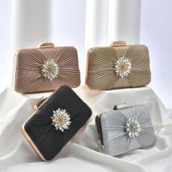 New arrival elegant purse exquisite rhinestone flower bag party champagne clutch bag handbags shoulder bags bulk wholesale