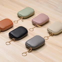 Women's Mini Coin Purse Wholesale Hand Zipper Key Chain Wallet Customization Leather Girl Pouch Makeup Key Chains carteras para mujer