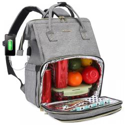 Custom Oxford women laptop bookbag multifunction soft waterproof lunch insulated cooler bag school backpack with lunch bag