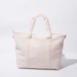 Luxury Fall Winter Medium Large Plush Crossbody Bag Teddy Sherpa Plain Tote Bag Ladies Tote Bag with Zipper