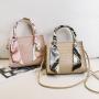 Silk scarf women's handbag 2024 ladies handbag pu leather women's bag diamond chain crocodile crossbody shoulder bag for women