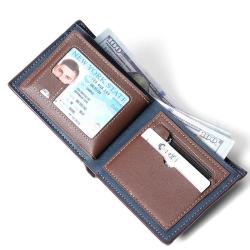 ZR730 Men Short Wallet Card Holder Card Positions Case Open Frosting Purse Retro Money Clip Billfold Dollars PU Open Wallet