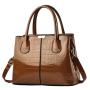 2024 New Fashionable Women's Large Capacity Bright Leather Handbag with Portable Stone Grain Shoulder Messenger Bag