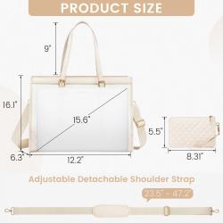 LOVEVOOK Fashion Design Canvas+PU Leather Large Business Work Office Handbags Ladies Custom Logo Laptop Tote Bags for Women 15.6