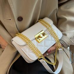 Nice Design Small Square Women Bags 2023 Chain Ladies Designer Shoulder Bag Lock Button Diamond Lattice Fashion Handbags Popular
