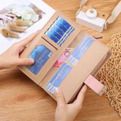 2024 New Ladies Korean Version Hollow Leaf Wallet Waterproof Long Card Bag Clutch with Open Closure Zipper