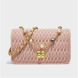 Hot Sale Luxury Crystal Chain Flap Crossbody Bag for Women Single Strap Zipper and Button Closure PU Lining Fashion Trends