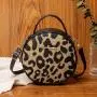 Retro leopard print small round bag 2024 women handbag factory wholesale Korean style trend of shoulder bag for women