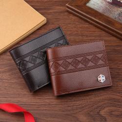 New men's wallet short money clip men's youth fashion leisure embossed multi-card position thin section soft wallet coin purse