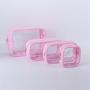 Keymay RTS Fast Shipping Personalized Letter Patch Waterproof Pvc Clear Pouch with Zipper Makeup Bag Pvc Makeup Bag Transparent