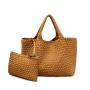 2024 OEM Luxury Designer Vegan Neoprene Tote Bag for Women Handmade Leather Lined Large Handbag with Lace Pattern Custom Logo