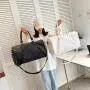 Custom Logo Crocodile PU Leather Waterproof Fitness Bag Outdoor Weekend Sports Travel Chain Tote Duffle Bag