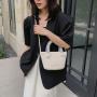 Gelory 2023 Summer new rainbow cotton rope shoulder bag seaside holiday woven bag