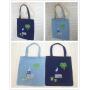 Large Capacity Denim Shoulder Bag Fashionable Canvas Shopping Cartoon Embroidery Waterproof Two-Strap Student Make-Up Bag