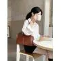 2024 Spring Korean Leisure Style Brown Shoulder Bag PU Leather Large Capacity Tote High Quality Handled Handbags for Women