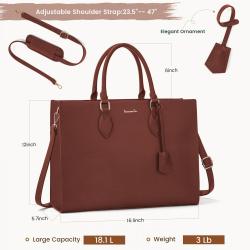 LOVEVOOK OEM custom fashion luxury high quality leather women laptop tote bag for work 15.6 inches business work office handbags