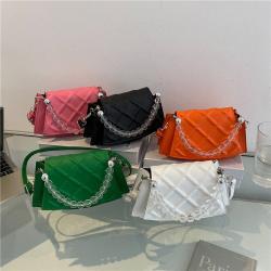 New Style Korean Simple Popular Women's Bag Summer Fashion Chain Pearl Texture Small Square Bag High Sense Diamond Lattice Bag