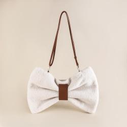 Furry Fashion Bag Custom Bow Shape Sherpa Crossbody Bag Women Shoulder Bag