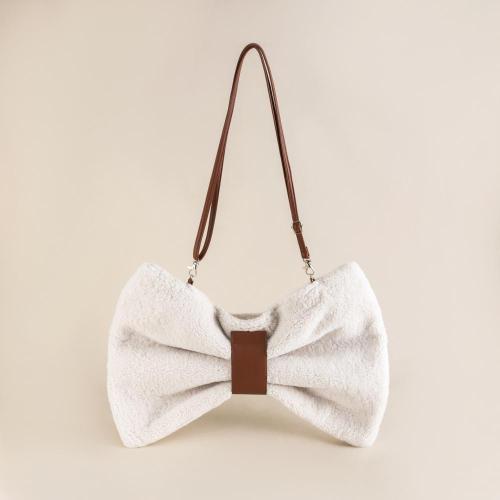 Furry Fashion Bag Custom Bow Shape Sherpa Crossbody Bag Women Shoulder Bag