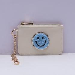 Candy Color Nylon Mini Waterproof Personalized Glitter Patches Custom Women Girls Portable Cute Keychain Wallet Coin Purse