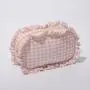 RTS Stock Polyester Custom Glitter Patches Personalized Gingham Women Lady Ruffle Travel Toiletry Storage Makeup Cosmetic Bag