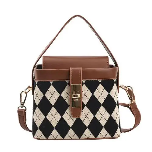 2024 New diamond pattern bucket bag Europe and the United States retro single shoulder cross bag fashion casual handbags