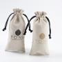 High End Custom Logo Printed Herringbone Drawstring Cotton Cosmetic Bag Luxury Cotton Gift Cosmetic Pouch