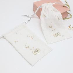 Custom Embroidery Printed Pouch Gift Master Maternity Cloth Pouch Gauze Cotton Birth Gift Soft Muslin Cotton Bag