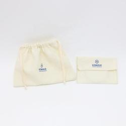 Wholesale Envelope Canvas Comb Mirror Packaging Pouch Beige Brown Cotton Makeup Cosmetic Envelope Bag