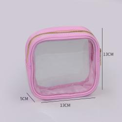 Women Pink Makeup Bag Custom Transparent Cosmetic Brush Bag With Zipper Closed Best Bride maid Gifts PVC Clear Cosmetic Bag