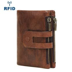 ZWY277 RFID Men New Wholesale Short Vintage Wallet Genuine Leather Lightweight Stylish Multi-Card Coin Purse Business Money Clip