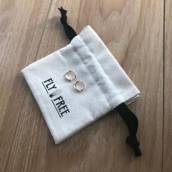8x8cm Cotton Canvas Jewelry Packaging Bag Jewelry Pouch with Custom logo