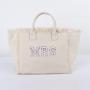 Keymay USA Warehouse Free Shipping High Quality Bridesmaid Gift Personalized Letter Patches Canvas Fringe Tote Bag for Women