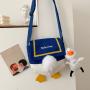 New Fashionable Cute Canvas Bag Custom Ins Girl Duck Single Shoulder Cross body Bag Student Cartoon Large Capacity Bag