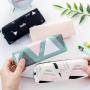 Classic School Student Large Capacity Zipper Pencil Bag Pouch Stationery Supplies Canvas Geometry Pattern Pencil Bag
