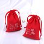 Custom Logo Printed Cotton Linen Jewelry Packing Cosmetic Bag Red Cotton Gift Drawstring Dust Pouch