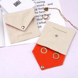 Hot Sale 8Oz Canvas Envelope Jewelry Comb Cosmetic Pouch Custom Logo Cotton Envelope Dust Jewelry  Bag