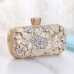 Exquisite rhinestone flower clutch bags bridal bag party crossbody handbag formal occasion evening bags for woman