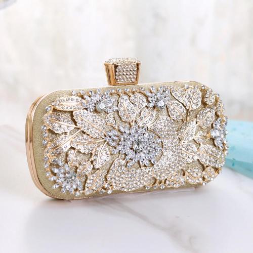 Exquisite rhinestone flower clutch bags bridal bag party crossbody handbag formal occasion evening bags for woman
