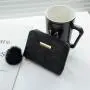 Fashionable Embroidered Women's Wallet with Short Fur Ball Coin Purse Single Strap Card Bag with Portable Chains for Ladies