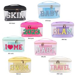 New PatternTransparent Waterproof  Lightweight With Handle Custom Zipper Pouch Makeup Bag Custom Cosmetic Bag