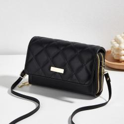 2024 Ladies Double Embroidered Mobile Phone Bag New Diamond Mouth Red Envelope Small Fragrant Wind Fashion Shoulder Sling Bag