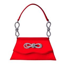 2024 Custom Crystal Bowknot Silk Shoulder Underarm Bag For Ladies Women Design