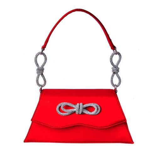 2024 Custom Crystal Bowknot Silk Shoulder Underarm Bag For Ladies Women Design