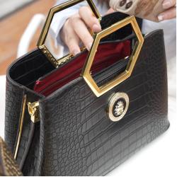Ladysky 2024 fashion handbags women special metal handle ladies shoulder bag quality crocodile female hand bags supplier 29 cm
