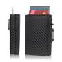 Factory wholesale aluminum wallet card holder carbon fiber metal wallet rfid leather pop up wallet