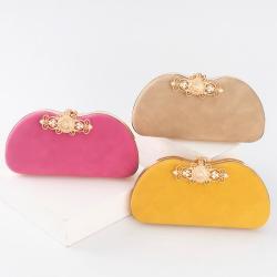 Vintage Suede Texture Metal Flower Latch Wedding Evening Bags Chain Crossbody Hand Bags Ladies Luxury