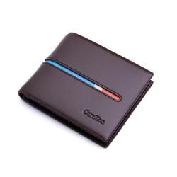 ZR194 New Men's PU Short Wallet Korean Version Horizontal Ribbon Contrast Fashion Student Wallet Wholesale